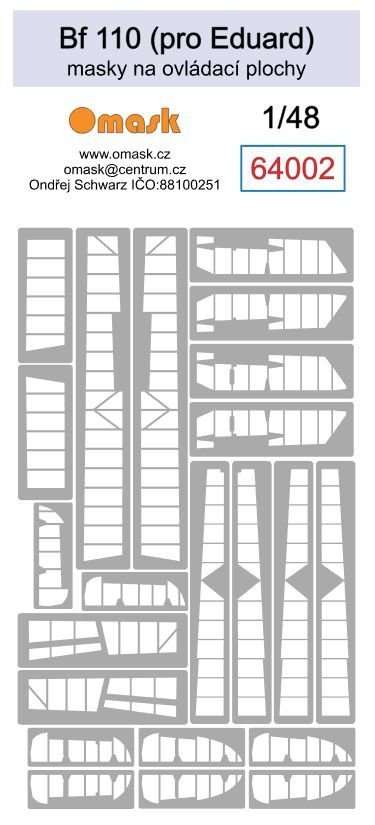 Omask 64002 Bf 110 masks for control surfaces (for Eduard) 1/48