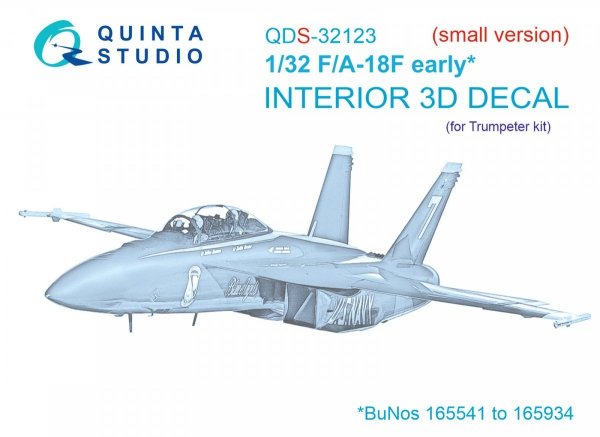 Quinta Studio QDS-32123 F/A-18F early 3D-Printed &amp; coloured Interior on decal paper (Trumpeter) (Small version) 1/32