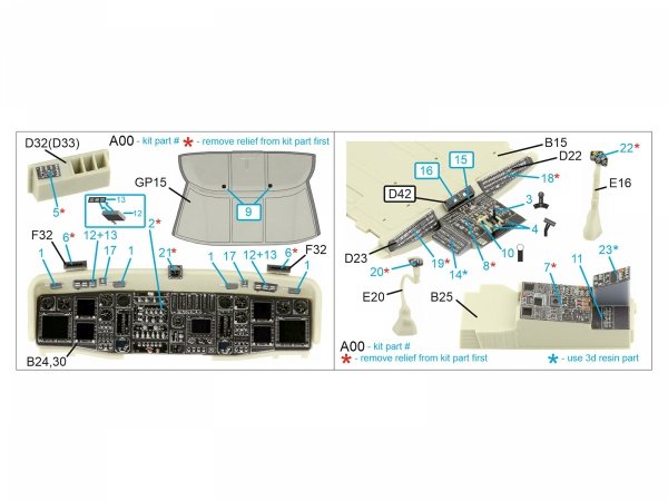 Quinta Studio QDS+35108 MH-60L 3D-Printed &amp; coloured Interior on decal paper (Kitty Hawk) (with 3D-printed resin parts) (small version) 1/35