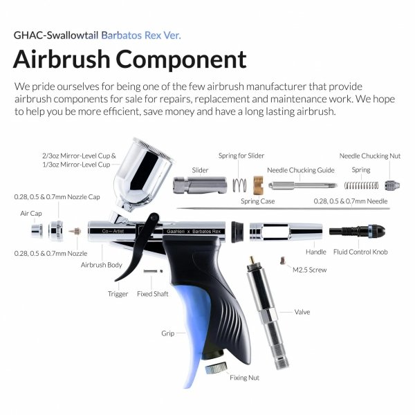 Gaahleri 42564 Ace Series GHAC-Swallowtail &amp; Barbatos Rex 0,28 &amp; 0,5 &amp; 0,7 mm Airbrush