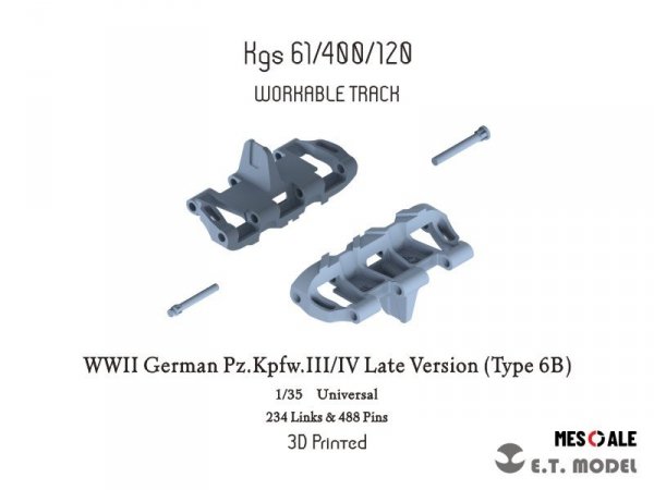 E.T. Model P35-011 WWII German Pz.Kpfw.III/IV Late Version (Type 6B) Workable Track (3D Printed) 1/35