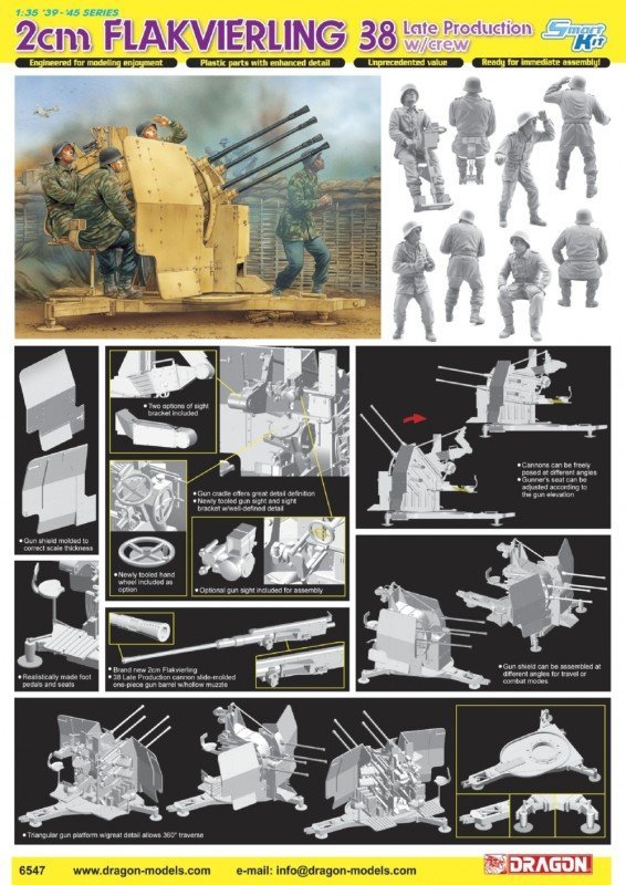 Dragon 6547 2cm Flakvierling 38 w.Crew (1:35)