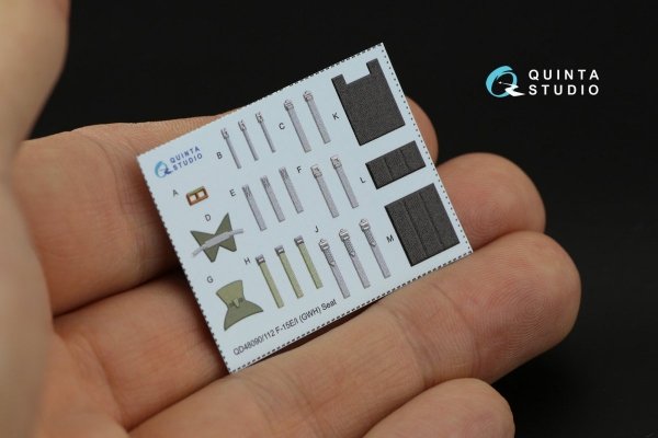 Quinta Studio QD48214 F-15C PAD-upgraded 3D-Printed &amp; coloured Interior on decal paper with resin parts (GWH) 1/48