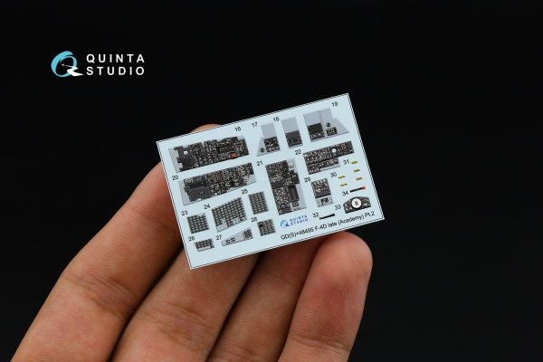 Quinta Studio QD+48495 F-4D late Phantom II 3D-Printed &amp; coloured Interior on decal paper (Academy) (with 3D-printed resin parts) 1/48