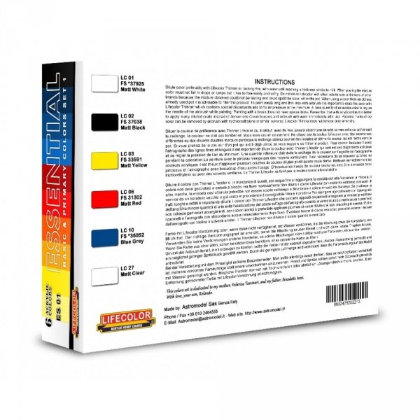 Lifecolor ES01 Acrylic paint Basic Gloss Colors Set 1 6x22ml
