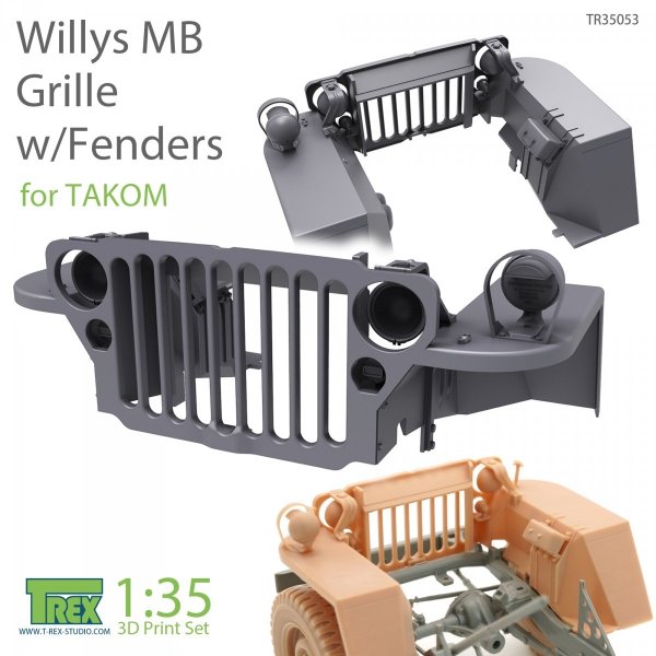 T-Rex Studio TR35053 Willys MB Grille w/Fenders Set for TAKOM 1/35