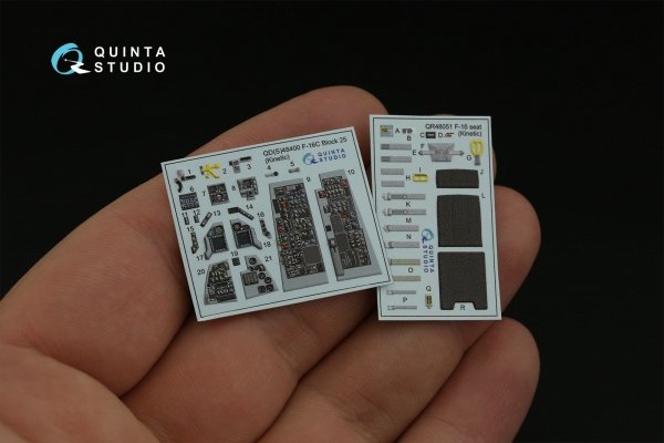 Quinta Studio QD48400 F-16C block 25 3D-Printed &amp; coloured Interior on decal paper (Kinetic 2022 tool) 1/48