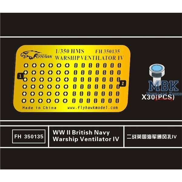 Flyhawk FH350135 WWII British Navy Warship Ventilator IV (30 Pcs.) 1/350