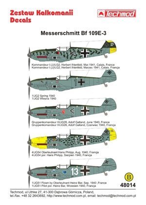 Techmod 48014 - Messerschmitt Bf 109E-3 (1:48)