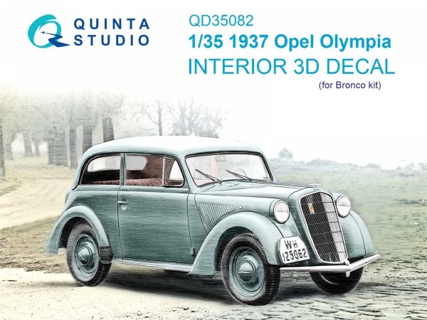 Quinta Studio QD35082 1937 Opel Olympia 3D-Printed &amp; coloured Interior on decal paper (Bronco) 1/35