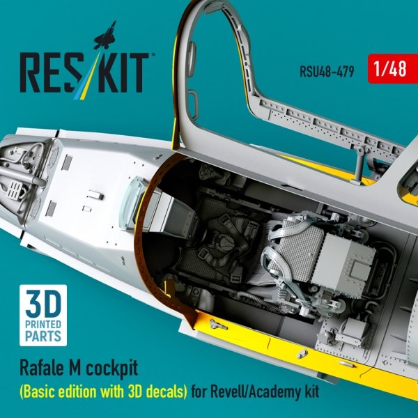 RESKIT RSU48-0479 Rafale M cockpit (Basic edition with 3D decals) for Revell/Academy kit (3D printed) (1/48) 