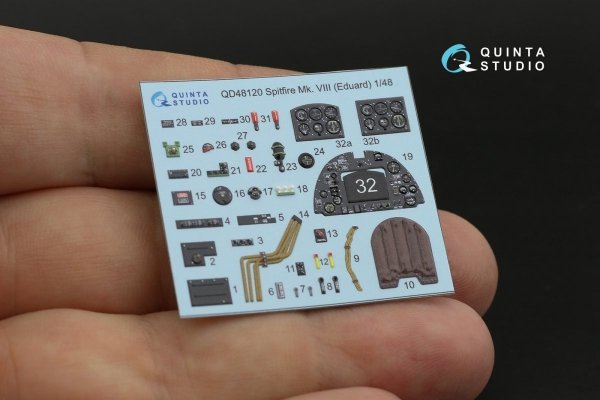 Quinta Studio QD48120 Spitfire Mk.VIII 3D-Printed &amp; coloured Interior on decal paper (Eduard) 1/48
