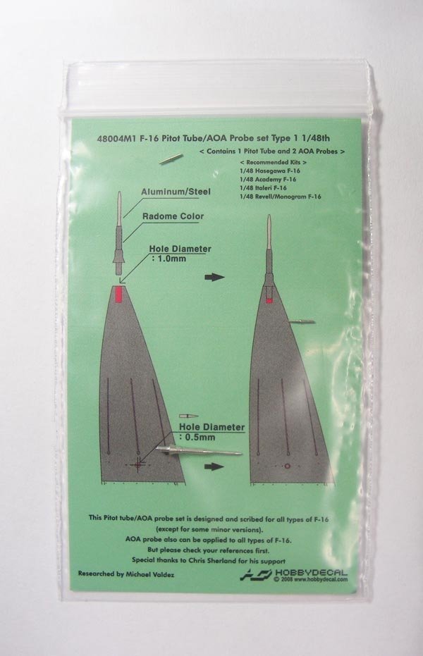 HobbyDecal MT48004V1 F-16 Pitot tube set Type 1 1/48