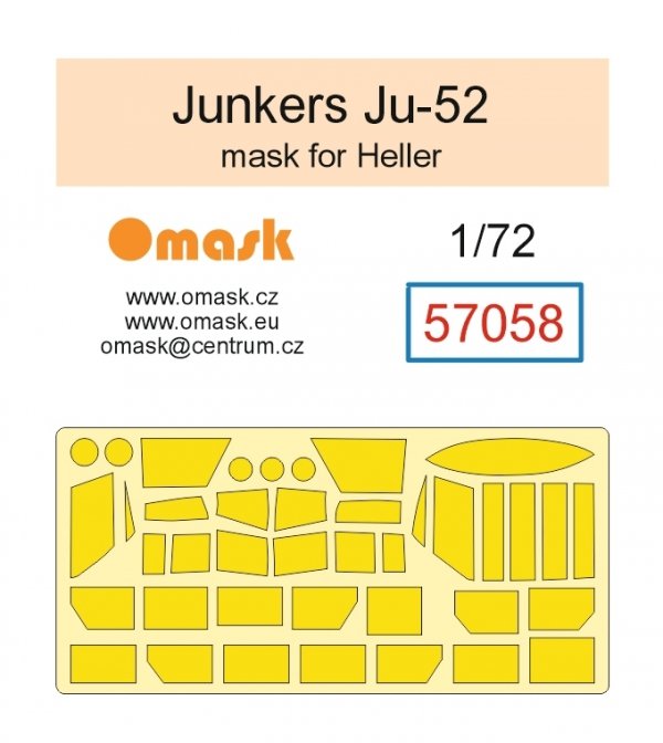 Omask 57058 Junkers Ju-52 Mask (for Heller) yellow masking tape 1/72 
