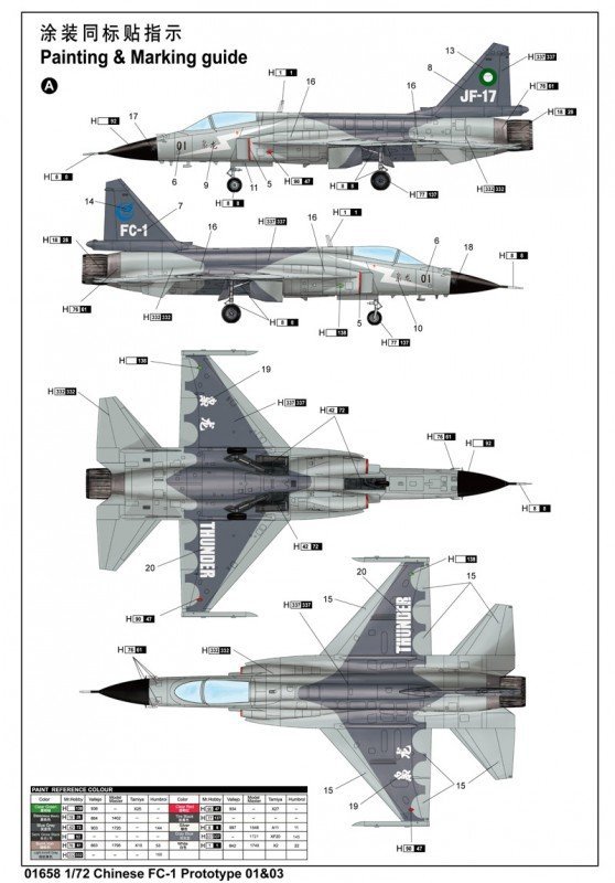 Trumpeter 01658 Chinese FC-1 Fierce Dragon (01/03 Prototype) (1:72)