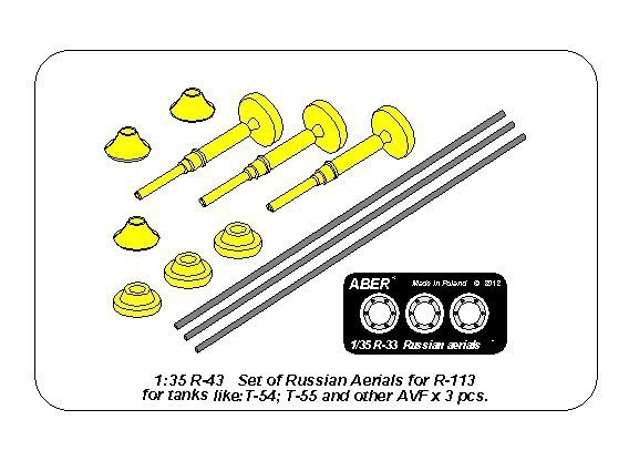 Aber R-43 Set of aerials R-113 for Russian Tanks like: T-54; T-55 and other AVF (1:35)