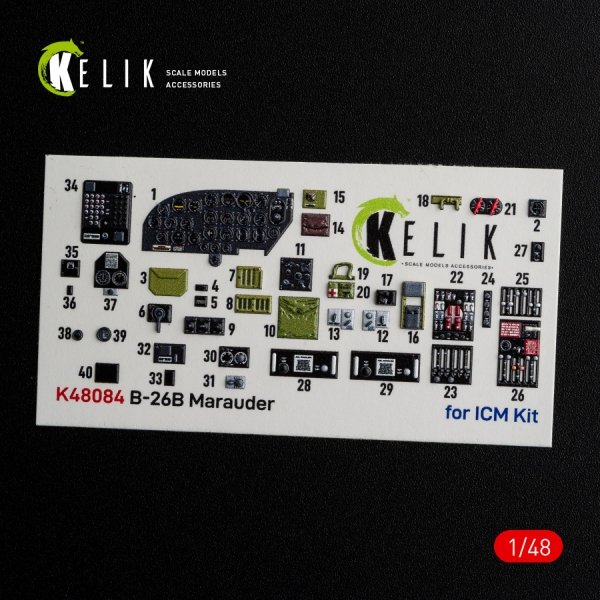 KELIK K48084 B-26B Marauder interior 3D decals for ICM kit 1/48