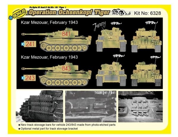 Dragon 6328 WWII German Pz.Kpfw.VI Tiger I Early Production 501 abt Operation Ochsenkopf 1/35