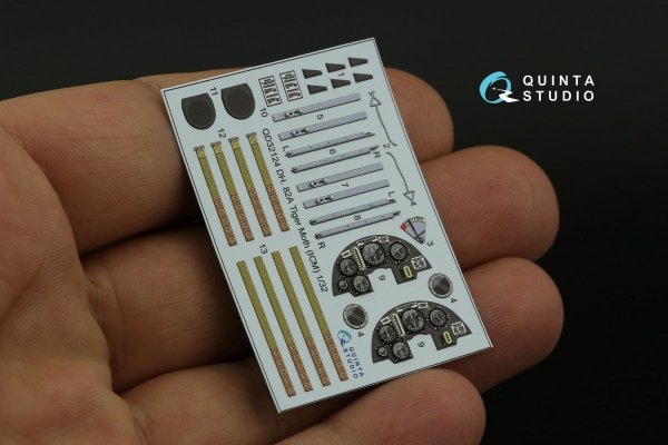 Quinta Studio QD32124 DH 82A Tiger Moth 3D-Printed &amp; coloured Interior on decal paper (ICM) 1/32