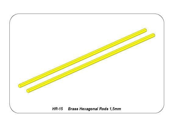 Aber HR-15 Sześciokątne pręty mosiężne 1,5mm długość 245mm / Brass hexagonal rods 1,5mm length 245mm x2 pcs.
