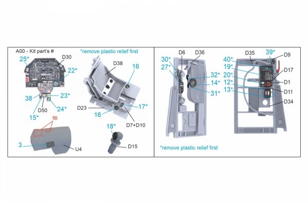 Quinta Studio QDS-32005 P-51D (Early) 3D-Printed coloured Interior on decal paper (Tamiya) (small version) 1/32