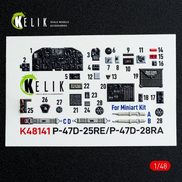 Kelik K48141 P-47D - 25RE/28RA - interior 3D decals for MiniArt kit (1/48)