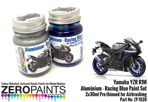 Zero Paints ZP-1528 Yamaha YZR R1M - Aluminium and Racing Blue Paint Set 2x30ml