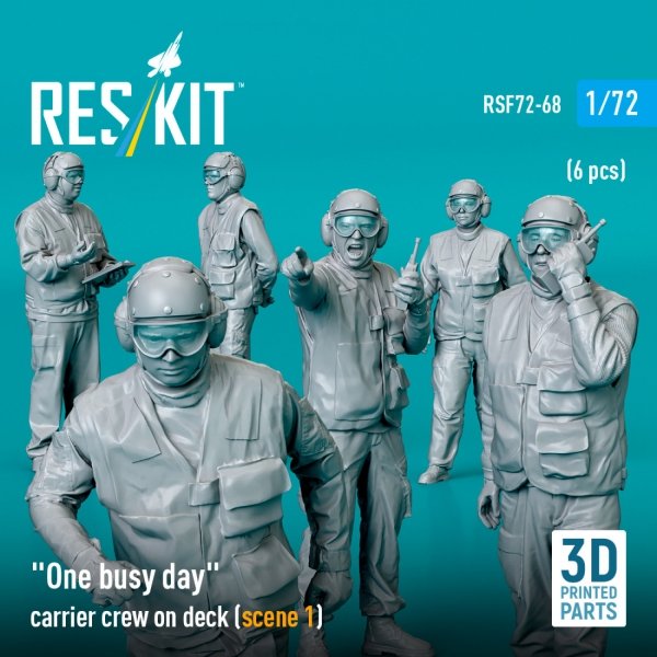 RESKIT RSF72-0068 "One busy day" carrier crew on deck (scene 1) (6 pcs) (3D Printed) (1/72)