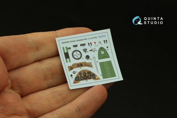 Quinta Studio QD48393 Gloster Gladiator MKI 3D-Printed &amp; coloured Interior on decal paper (I Love Kit) 1/48