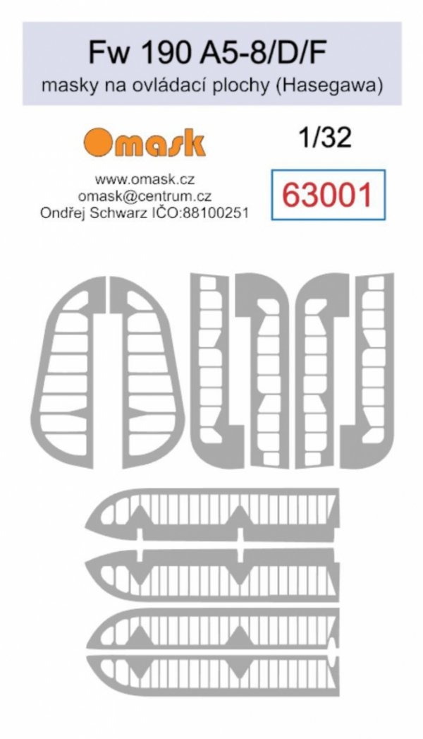 Omask 63001 Fw 190 A5-8 / D / F masks for control surfaces (for Hasegawa) 1/32