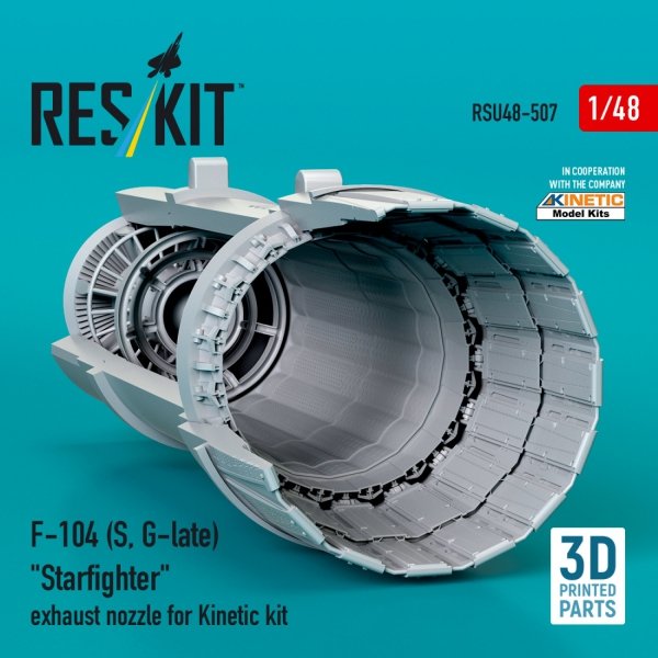 RESKIT RSU48-0507 F-104 (S, G-late) "Starfighter" exhaust nozzle for Kinetic kit (3D Printed) 1/48