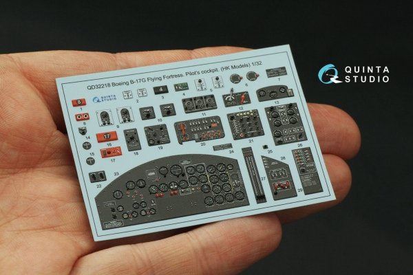 Quinta Studio QD32218 Boeing B-17G Navigator, bombardier, waist and tail gunners compartments. 3D-Printed coloured Interior (HK models) 1/32