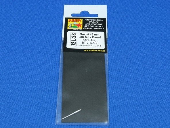 Aber 72L-28 Lufa 45 mm 20K do BT-5, BT-7, BA-6 / Soviet 45mm 20K tank barrel for BT-5, BT-7, BA-5 1/72