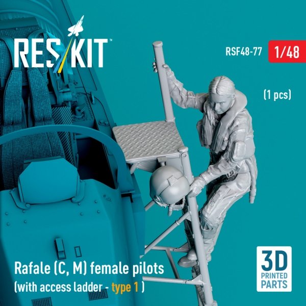 RESKIT RSF48-0077 Rafale (C, M) female pilot (with access ladder - type 1) (1 pcs) (3D Printed) 1/48