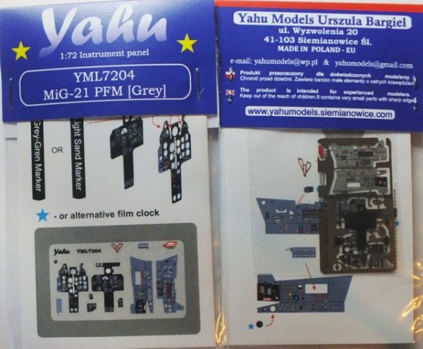 Yahu YML7204 MiG-21 PFM Grey (RV) 1:72