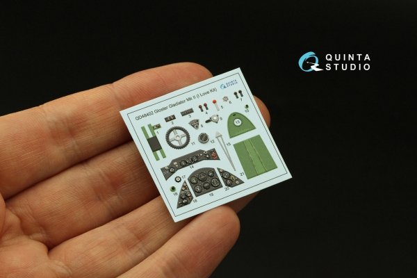 Quinta Studio QD48402 Gloster Gladiator MKII 3D-Printed &amp; coloured Interior on decal paper (I Love Kit) 1/48