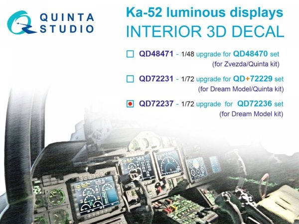 Quinta Studio QD72237 Ka-52 luminous displays upgrade for QD72236 set only (Dream Model) 1/72