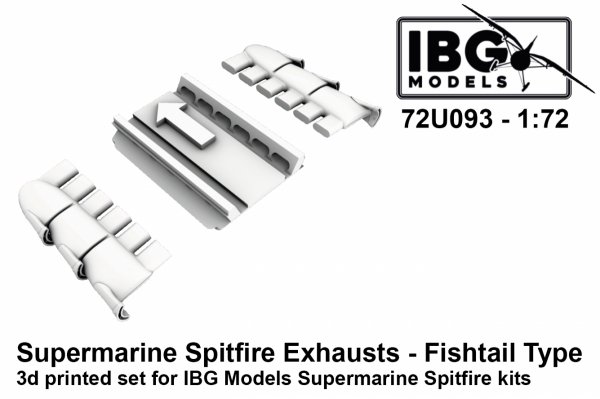 IBG 72U093 Supermarine Spitfire Exhausts - Fishtail Type - 3d Printed Set 1/72