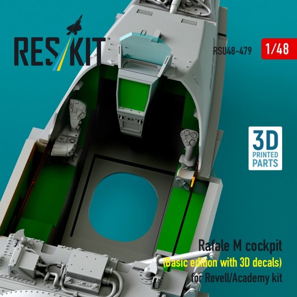 RESKIT RSU48-0479 Rafale M cockpit (Basic edition with 3D decals) for Revell/Academy kit (3D printed) (1/48) 