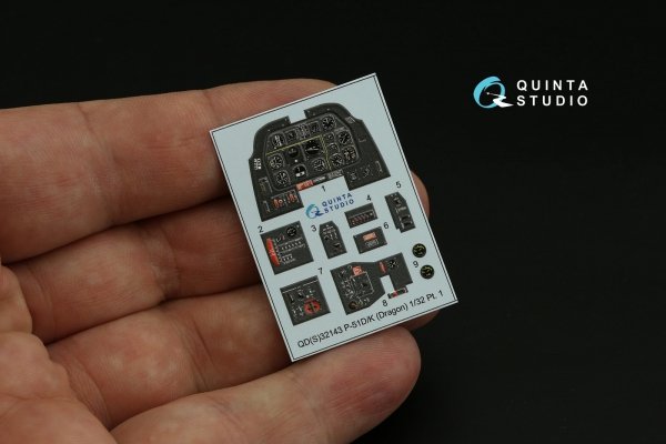 Quinta Studio QD32143 P-51D/K Mustang 3D-Printed &amp; coloured Interior on decal paper (Dragon) 1/32