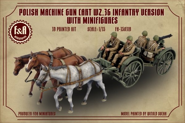 F&amp;A Miniatures FA-35031B WZ.36 Taczanka piechoty (z figurkami i końmi) 1/35