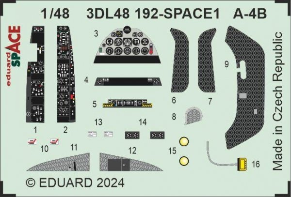 Eduard 3DL48192 A-4B SPACE HOBBY 2000, HASEGAWA 1/48