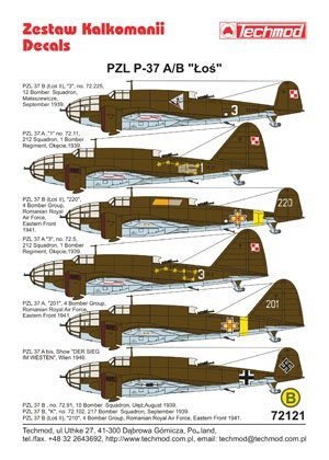 Techmod 72121 - PZL-37A/B Łoś (1:72)