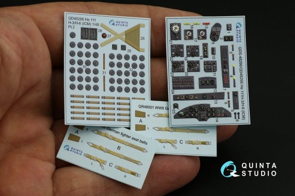 Quinta Studio QD48266 He 111H-3/H-6 3D-Printed &amp; coloured Interior on decal paper ( ICM ) 1/48