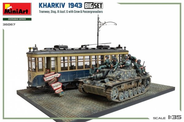 Miniart 36067 Kharkiv 1943: Tram &amp; Stug. III Ausf. G w/Crew. BIG SET 1/35