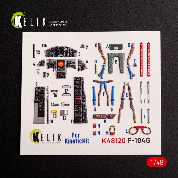 Kelik K48120 F-104G - interior 3D decals for Kinetic kit (1/48)