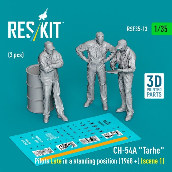 RESKIT RSF35-0013 CH-54A &quot;Tarhe&quot; pilots Late in a standing position (1968 +) (scene 1) (3 pcs) (3D Printed) 1/35