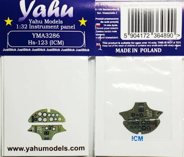 Yahu YMA3286 Henschel Hs-123 - Instrumet Panel (for ICM Kits) 1/32