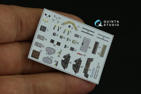 Quinta Studio QD48240 Bf 109E-3/4 3D-Printed &amp; coloured Interior on decal paper ( Wingsy kits) 1/48