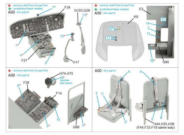 Quinta Studio QD35100 CH-54A 3D-Printed &amp; coloured Interior on decal paper (ICM) 1/35